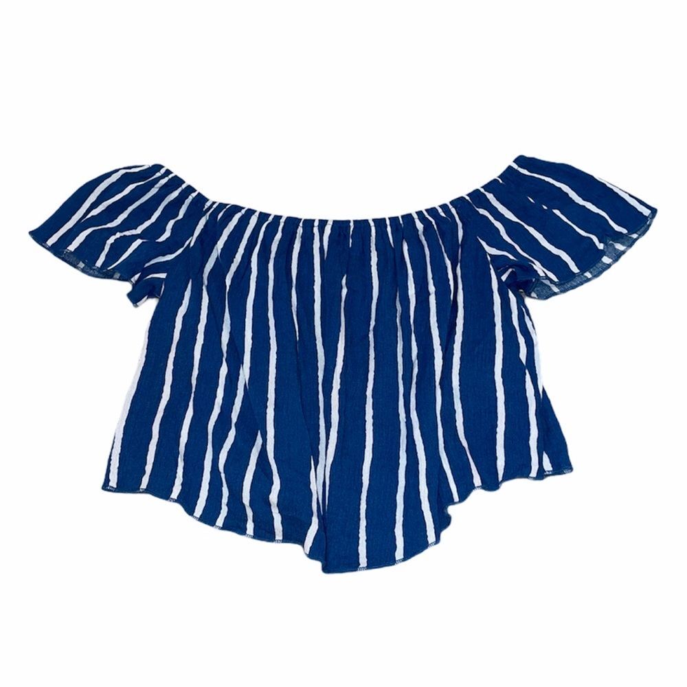 NEW Forever 21 Off-The-Shoulder Stripe Crop Top